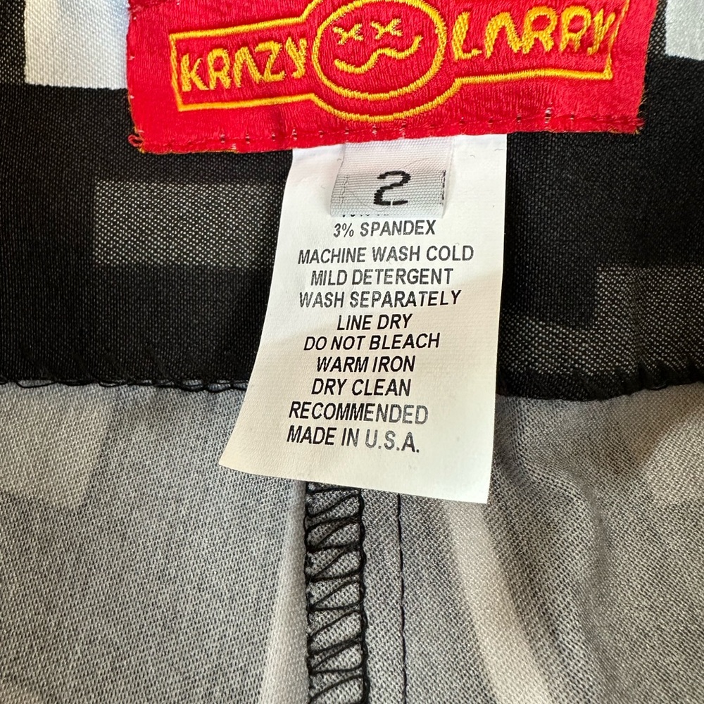 KRAZY LARRY black, gray & white squares pant, size 2, EUC - Picture 6 of 8